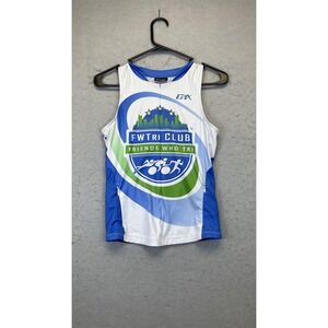 EPIX Tri Top‎ Shirt Womens Small White Blue Green Triathlon Jersey Sleeveless